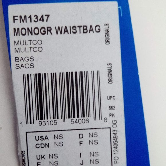 New Adidas Blue Black Monogram Graphic Adjustable Waist Bag Pouch Belt Bag - Picture 12 of 16